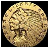 1911 Indian Head $5 Gold Half Eagle CLOSELY UNCIRC