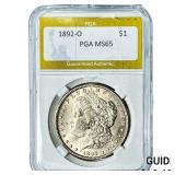 1892-O Morgan Silver Dollar PGA MS65