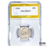 1934 Washington Silver Quarter PGA MS65+