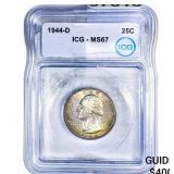 1944-D Washington Silver Quarter ICG MS67