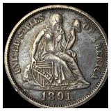 1891 Silver Seated Liberty Dime HIGH GRADE