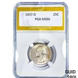 1937-D Washington Silver Quarter PGA MS66