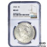 1923 Silver Peace Dollar NGC MS63