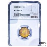 1909 VDB Wheat Cent NGC MS66 RD