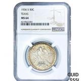 1936-S Texas Half Dollar NGC MS64