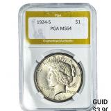 1924-S Silver Peace Dollar PGA MS64
