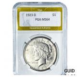 1923-D Silver Peace Dollar PGA MS64