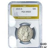 1915-D Barber Half Dollar PGA MS63