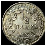 1905-J Germany Silver 1/2 Mark CHOICE PROOF
