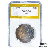 1836 Capped Bust Half Dollar PGA AU55 Toned
