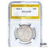 1902-S Barber Half Dollar PGA AU58