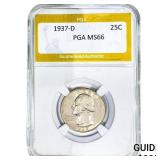 1937-D Washington Silver Quarter PGA MS66