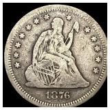 1876-S Silver Seated Liberty Quarter LIGHTLY CIRCU