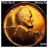 1922 No D, Strong Rev Wheat Cent UNCIRCULATED RD