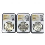 [3 Coins] 1922 Silver Peace Dollar NGC BrillantUnc