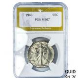1943 Walking Liberty Half Dollar PGA MS67