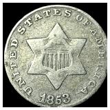 1853 Silver Three-Cent Piece LIGHTLY CIRCULATED