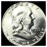 1955 Franklin Silver Half Dollar GEM BU
