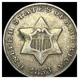 1853 Silver Three-Cent Piece ABOUT UNCIRCULATED
