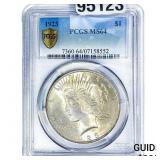 1923 Silver Peace Dollar PCGS MS64