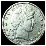 1909-S Silver Barber Quarter CHOICE AU