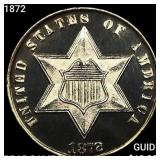 1872 Silver Three Cent GEM PROOF CAM