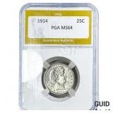 1914 Barber Quarter PGA MS64