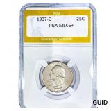 1937-D Washington Silver Quarter PGA MS66+