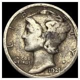 1921-D Silver Mercury Dime ABOUT UNCIRCULATED