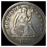 1858 Seated Liberty Quarter CHOICE AU