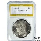 1880-S Morgan Silver Dollar PGA MS64 PL
