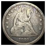 1840-O Silver Seated Liberty Quarter LIGHTLY CIRCU
