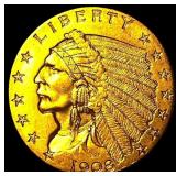 1908 Indian Head Gold $2.50 Quarter Eagle CHOICE A