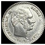 1874 Denmark Silver 10 Ëre UNCIRCULATED
