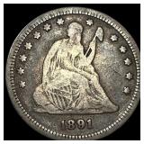 1891 Silver Quarter Dollar (Seated Liberty) LIGHTL