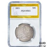1821 Capped Bust Half Dollar PGA MS61