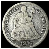1876-CC Silver Seated Liberty Dime NEARLY UNCIRCUL