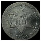 1854-O Silver Three-Cent Piece NICELY CIRCULATED