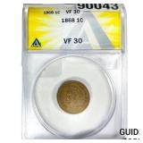 1868 Indian Head Cent ANACS VF30