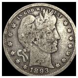 1893-S Silver Barber Quarter NEARLY UNCIRCULATED