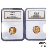 [2 Coins] 1955-S Wheat Cent NGC MS66 RD