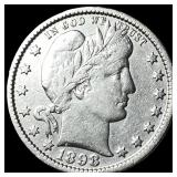 1898 Silver Barber Quarter NEARLY UNCIRCULATED