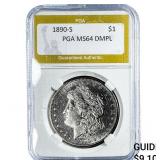 1890-S Morgan Silver Dollar PGA MS64 DMPL