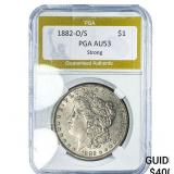 1882-O/S Morgan Silver Dollar PGA AU53 Strong