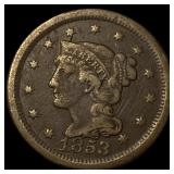 1853 Braided Hair Large Cent LIGHTLY CIRCULATED