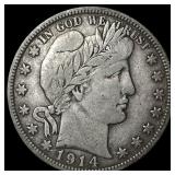 1914-S Silver Barber Half Dollar NEARLY UNCIRCULAT