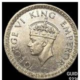 1942 British-India Silver 1/4 Rupee