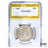 1942 Walking Liberty Half Dollar PGA MS67