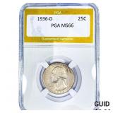1936-D Washington Silver Quarter PGA MS66