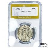 1946-D Walking Liberty Half Dollar PGA MS66